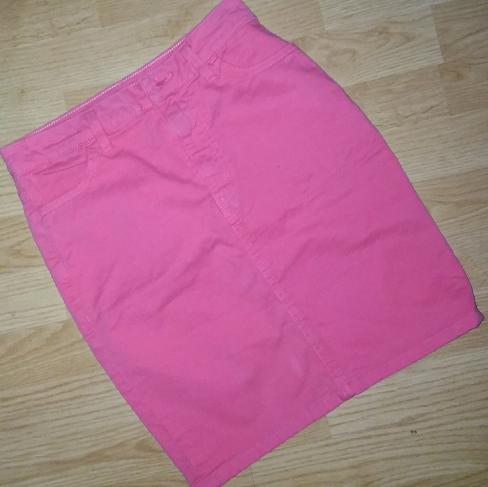 Pink denim jean skirt